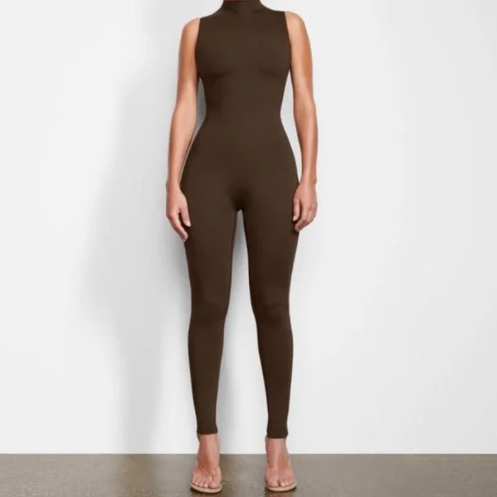 SKIMS Cocoa Mockneck Jumpsuit/Bodysuit